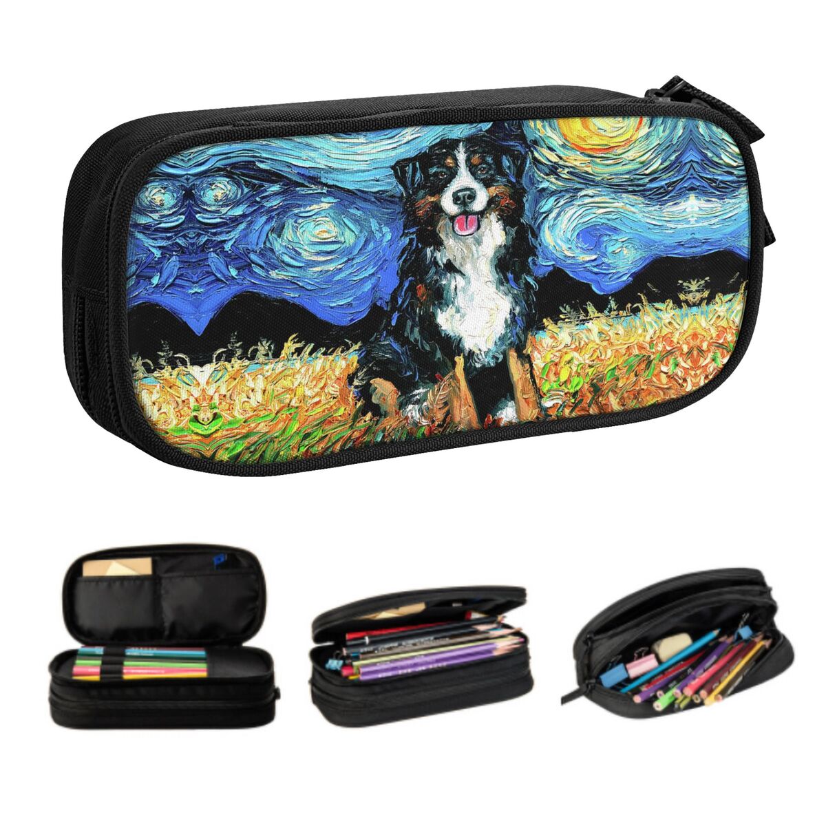 Pet X Supplies - Kotak Pensil Anjing Gunung Bernese Malam
