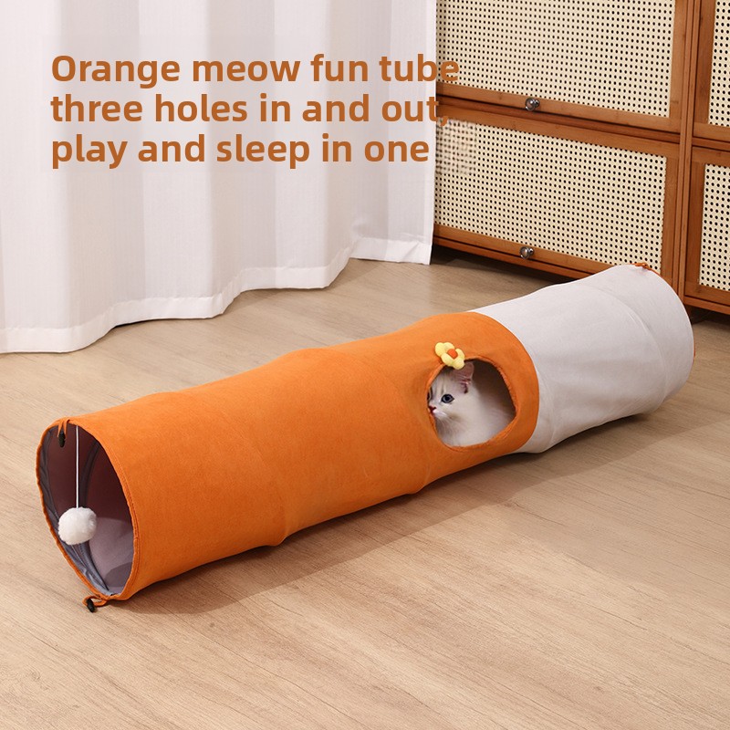 Pet Supplies In Store - Mainan terowongan kucing multi-lubang, tabung lurus