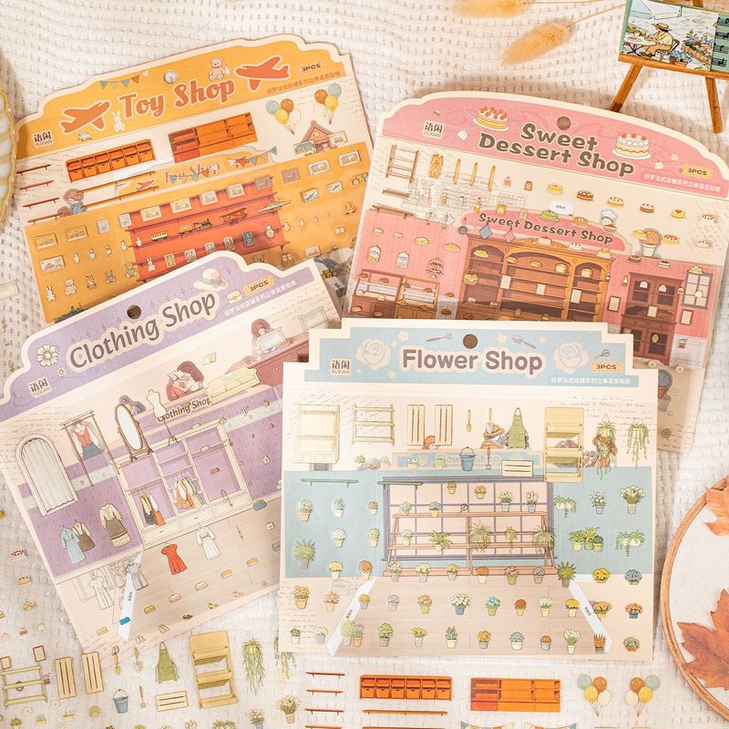 3Pcs Stiker Adegan Toko Bergay - Pet Supplies In Store ulasan dan harga